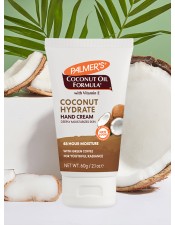 Benefits:

Hydrates & Replenishes skin with natural Coconut Oil and Green Coffee for visibily healthy-looking, radiant skin
48 Hour Moisture
Vegan Friendly- no animal ingredients or testing
Free of parabens, phthalates, dyes
Ethically & sustainably sourced ingredients
America's #1 Coconut Oil Body Care Brand
Fair Trade Certified Organic Extra Virgin Coconut Oil
Perfect for use after sanitizing to keep hands from drying out or cracking
TSA compliant size for hydration-on-the-go
Dermatologist Approved

 
Hydrate and Replenish hands with Palmer's Coconut Oil Formula Hand Cream, crafted with antioxidant-rich Extra Virgin Coconut Oil and Green Coffee Extract to keep hands soft and youthful-looking.
Proudly made in U.S.A., Palmer's® has been a trusted brand for over 180 years, providing high-quality natural products that are passed down from generation to generation.  America's #1 Coconut Oil Skin Care brand Palmer's Coconut Oil Formula uses the highest quality natural ingredients for superior moisturization head-to-toe.