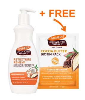 Retexture & Renew Exfoliating Body Lotion 400ml + Biotin Pack