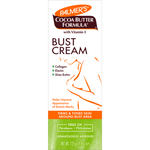 Palmer's Cocoa Butter Bust Firming Cream box featuring key ingredients and benefits.