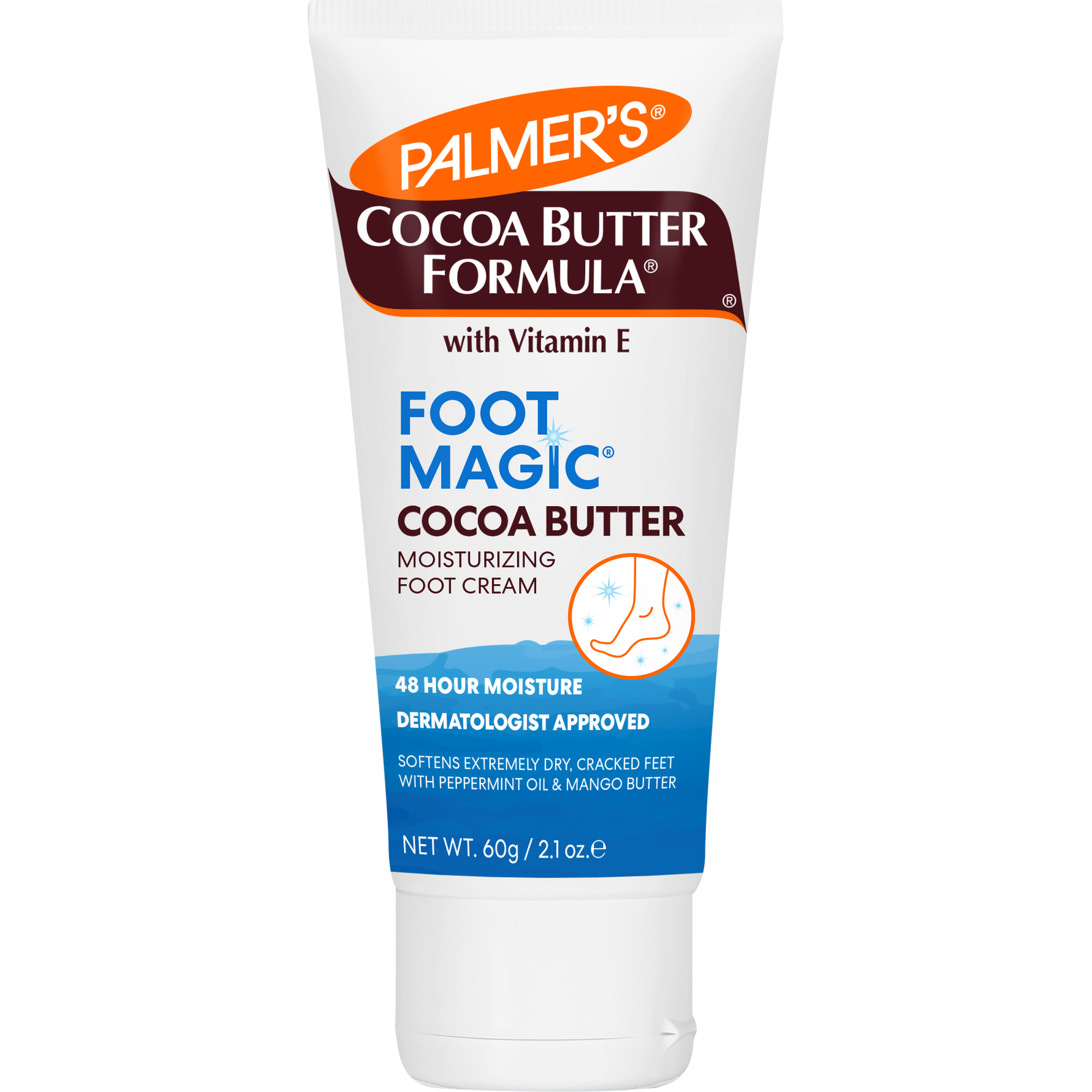 Palmer's Cocoa Butter Formula Foot Magic Cocoa Butter cream tube on a white background
