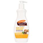 Raw Shea Nourish Body Lotion, 400 ml pump bottle, dermatologist-approved.